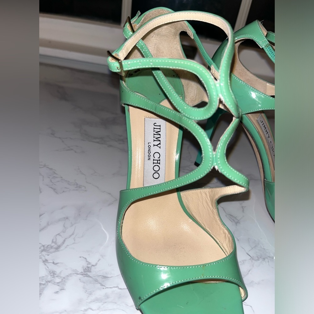 JIMMY CHOO
Patent Leather Strappy Green Heals
Size: 8.5 - Picture 7 of 8